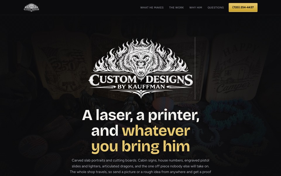 Custom Designs by Kauffman website homepage