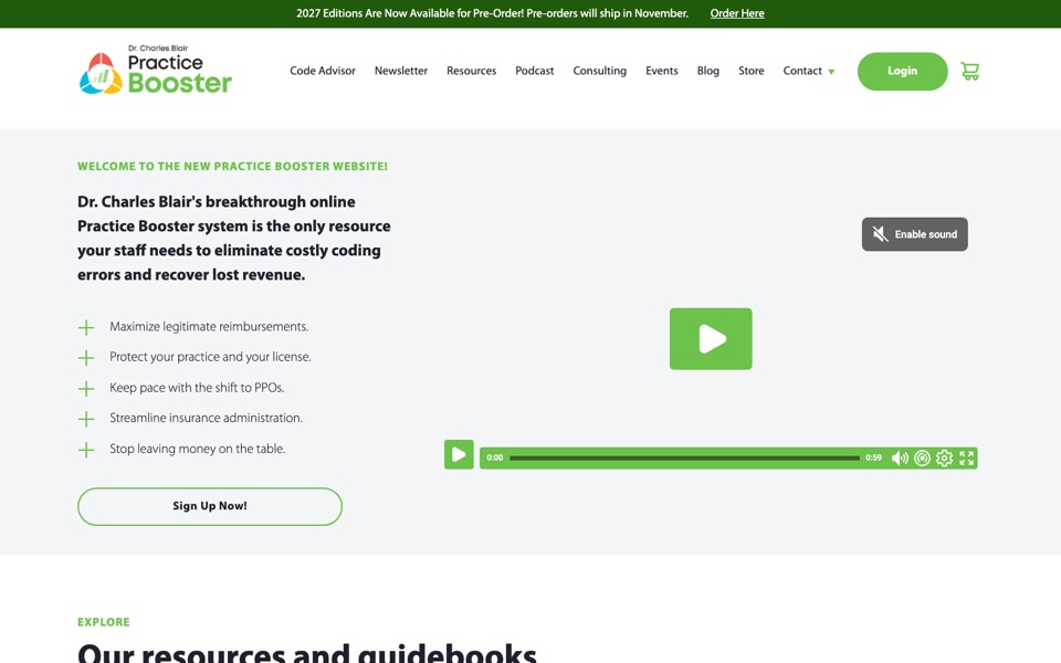Practice Booster website homepage
