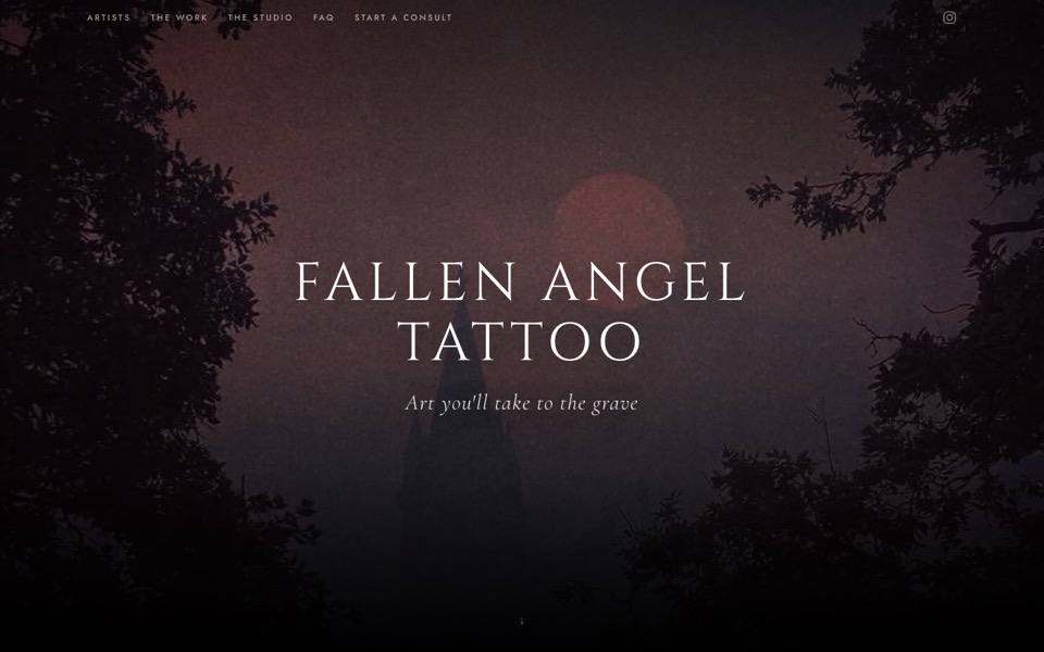Fallen Angel Tattoo website homepage